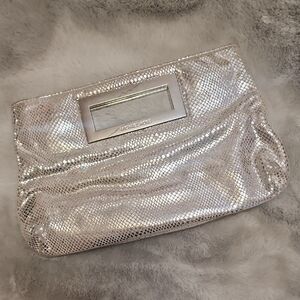 Michael Kors Metallic Silver Clutch